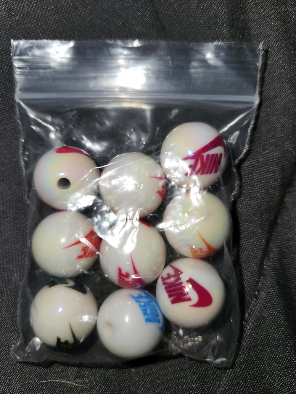 Nike Logo Beads - White with Multicolor Logos